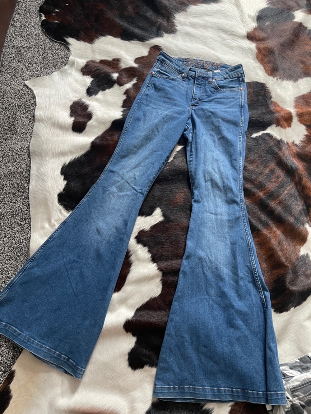 Wrangler Women's Dark Blue Wide Leg Flare Jeans